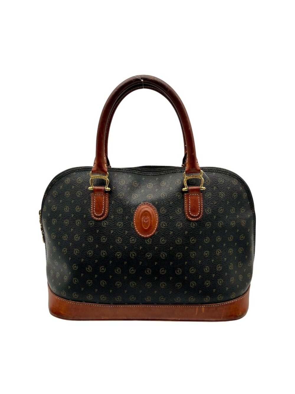 Pollini Monogram Print Pebbled Leather Wallet And Reversible Handbag